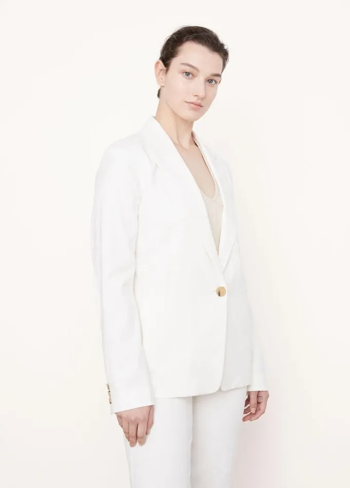 Women Jackets and Outerwear Vince LinenBlend SingleBreasted Blazer Off White
