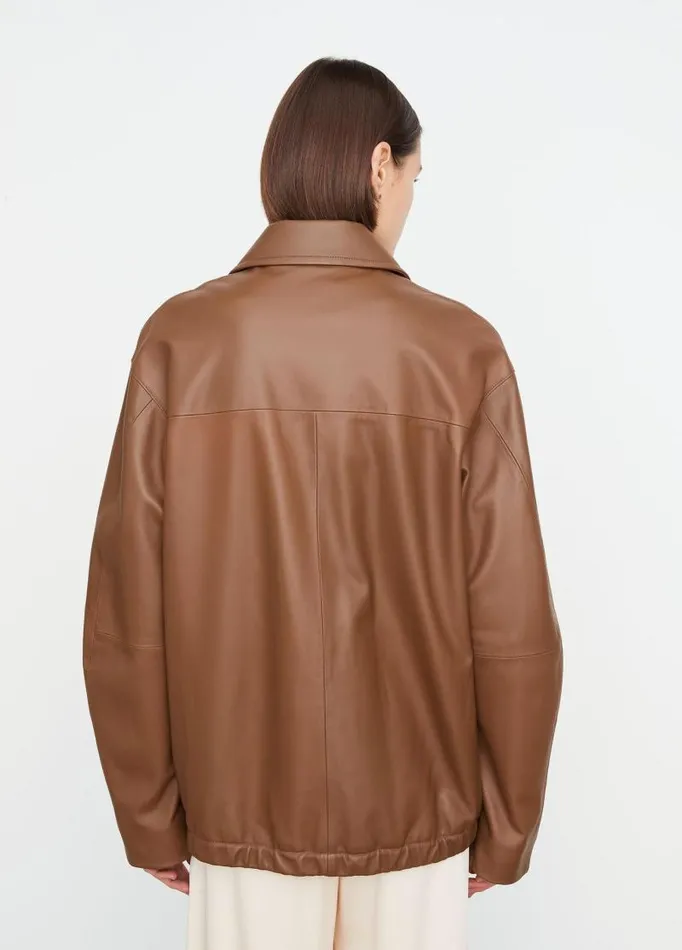 Women Jackets and Outerwear Vince Oversized Leather Bomber Jacket Canyon