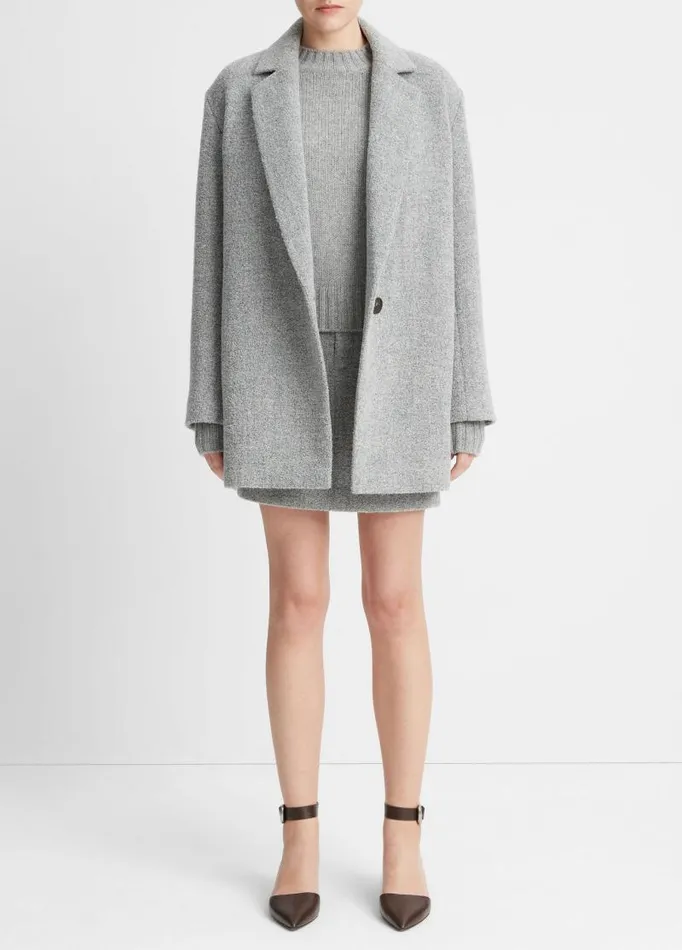 Women Jackets and Outerwear Vince PebbleTextured Blazer Coat Silver Dust