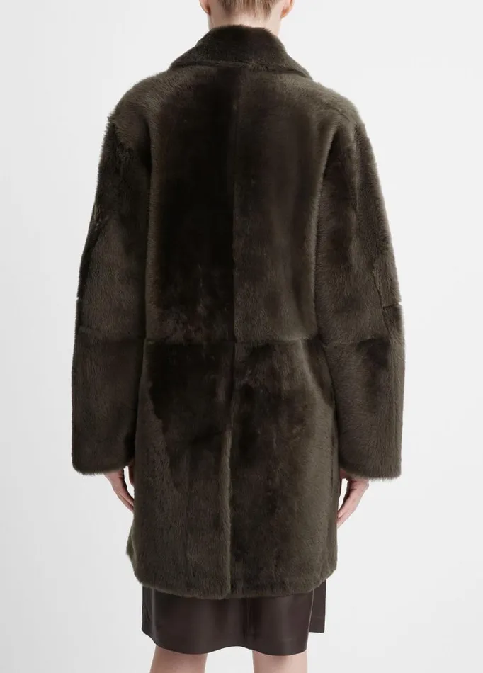 Women Jackets and Outerwear Vince Reversible Rasada Shearling Coat Dark Olive