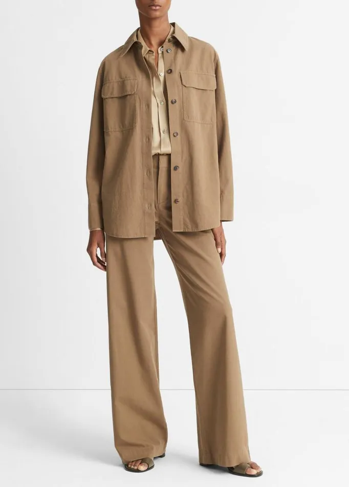 Women Jackets and Outerwear Vince Washed Cotton Shirt Jacket Artichoke