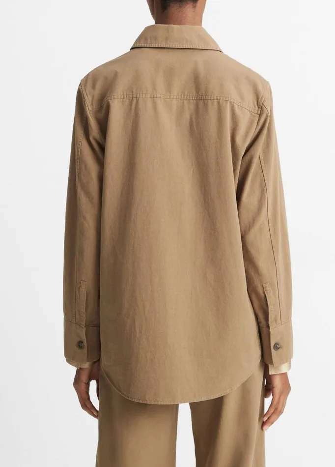 Women Jackets and Outerwear Vince Washed Cotton Shirt Jacket Artichoke
