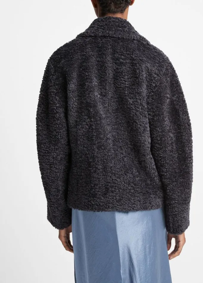 Women Jackets and Outerwear Vince Wavy FauxFur Jacket Obsidian