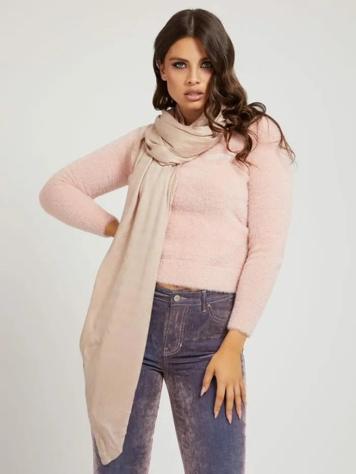 Women Jacquard 4g Logo Kefiah Beige Guess Scarves And Foulards