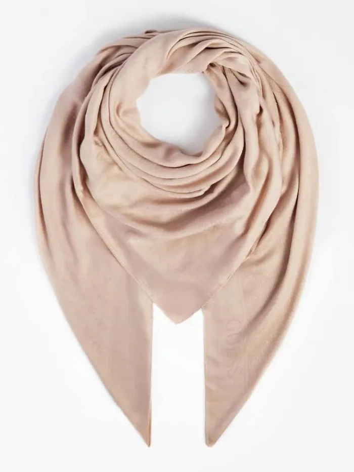 Women Jacquard 4g Logo Kefiah Beige Guess Scarves And Foulards