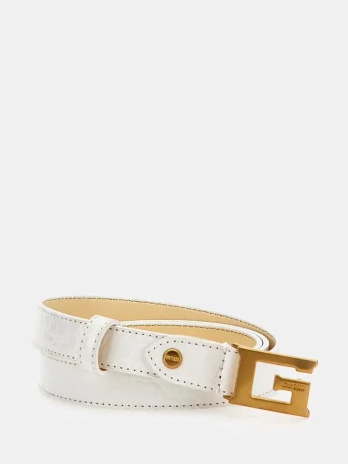 Women James Crocprint Belt White Guess Belts