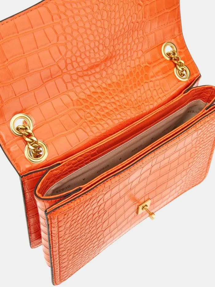 Women James Crocprint Crossbody Orange Guess Crossbody Bags