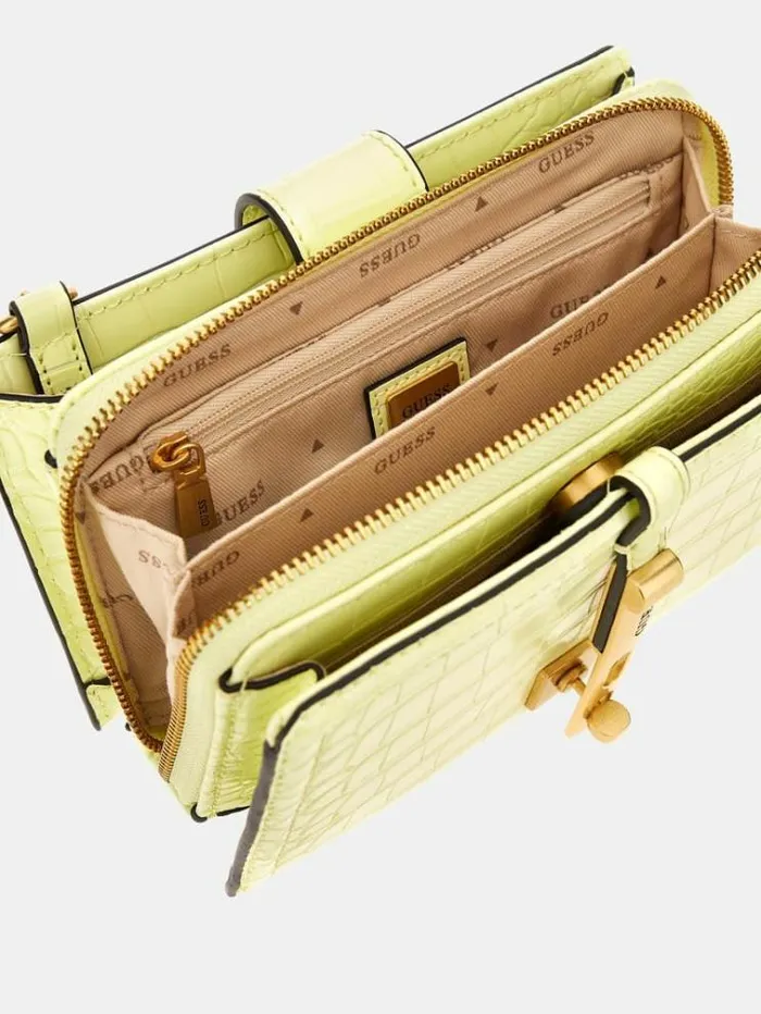Women James Crocprint Crossbody Yellow Guess Crossbody Bags