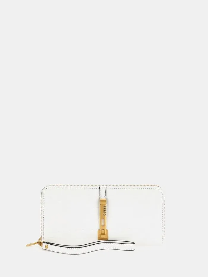 Women James Crocprint Maxi Wallet White Guess Wallets