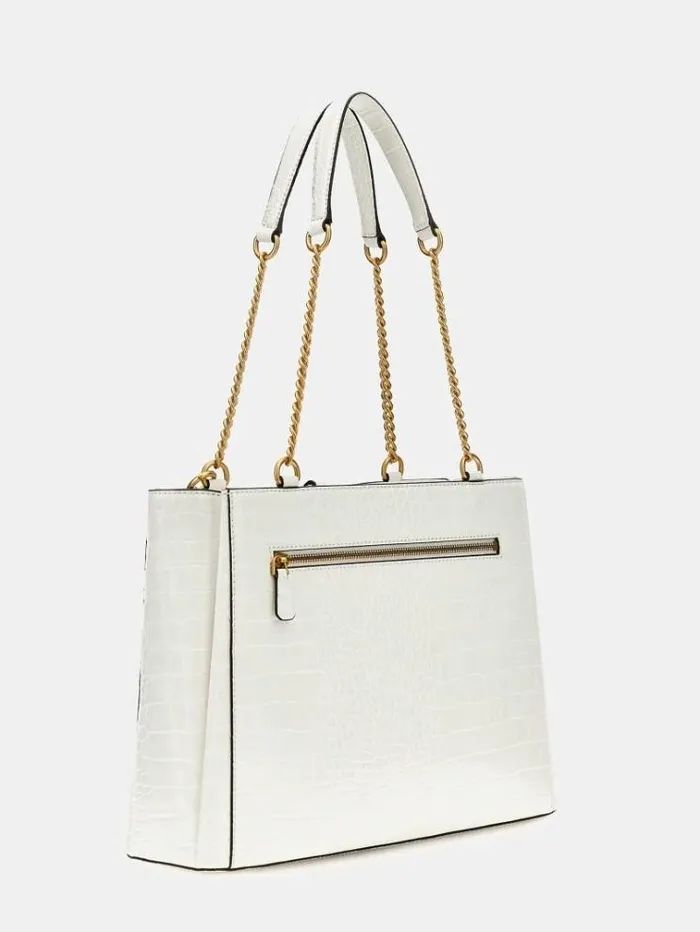 Women James Crocprint Shoulder Bag White Guess Shoulder Bags