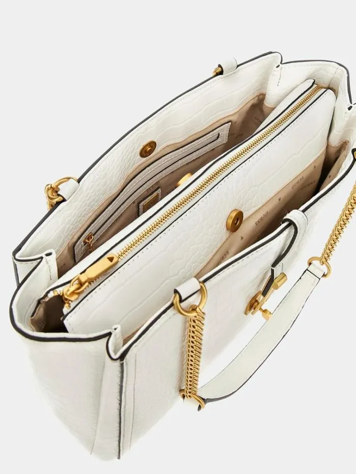 Women James Crocprint Shoulder Bag White Guess Shoulder Bags