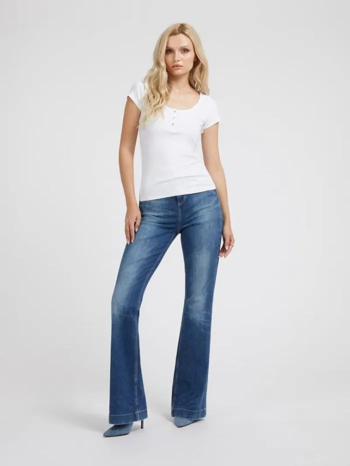 Women Jewel Buttons Top White Guess Tops And Shirts