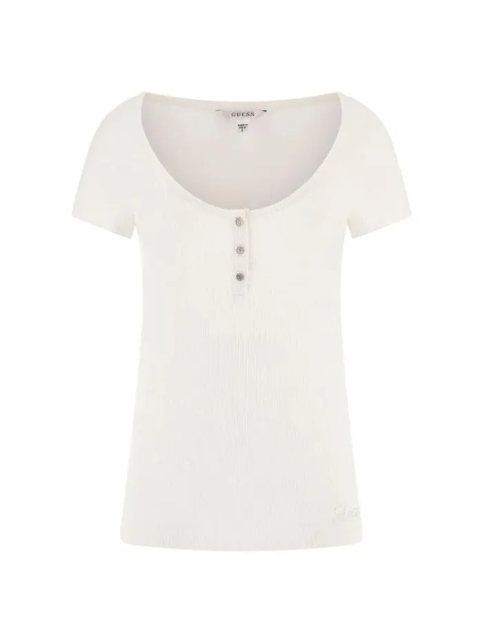 Women Jewel Buttons Top White Guess Tops And Shirts