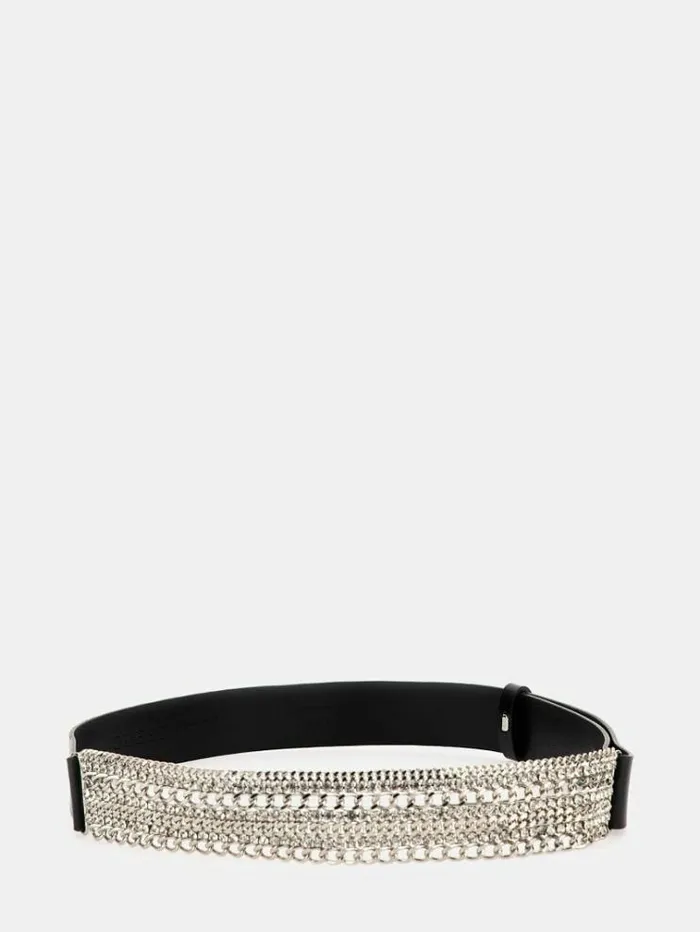 Women Jewel Detail Chain Belt Black Guess Belts