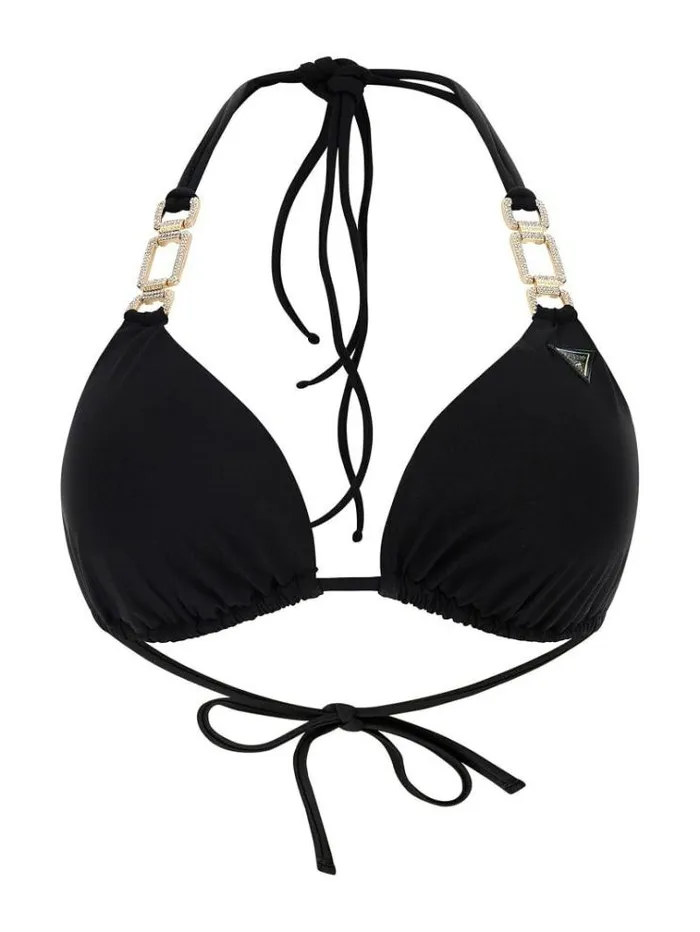 Women Jewel Triangle Bikini Bra Black Guess Beachwear