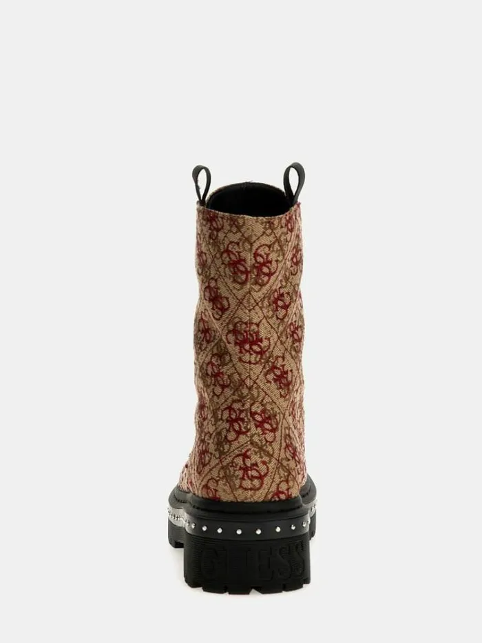 Women Joya 4g Logo Combat Boots Multi Beige Guess Boots And Booties