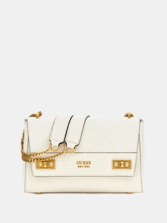 Women Katey Crocprint Crossbody White Guess Crossbody Bags