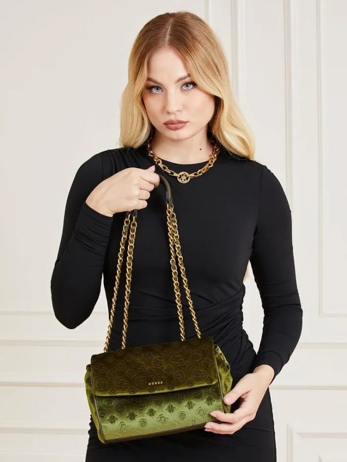 Women Kimi Velvet Crossbody Bag Green Guess Crossbody Bags