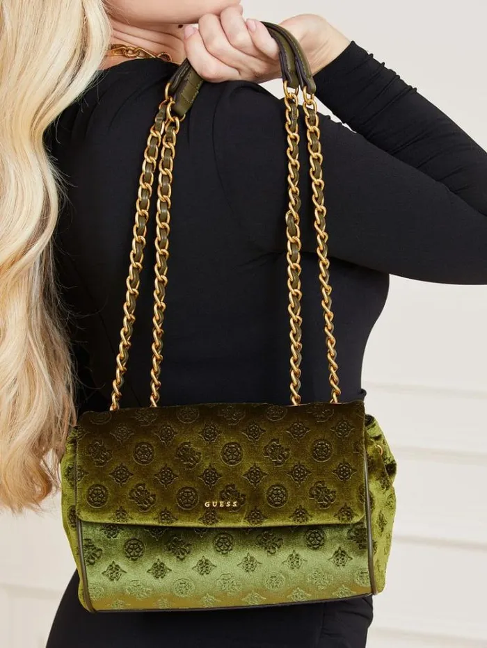 Women Kimi Velvet Crossbody Bag Green Guess Crossbody Bags