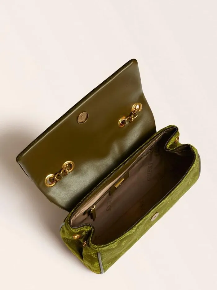 Women Kimi Velvet Crossbody Bag Green Guess Crossbody Bags