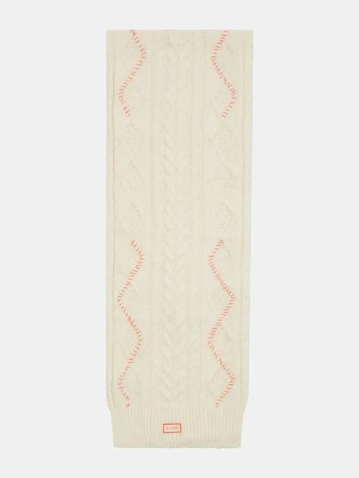 Women Knitted Scarf Cream Guess Scarves And Foulards