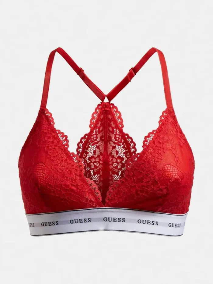Women Lace Bra With Logo Band Red Guess Underwear