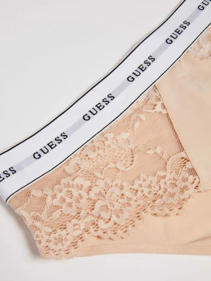 Women Lace Briefs With Logo Band Powder Pink Guess Underwear