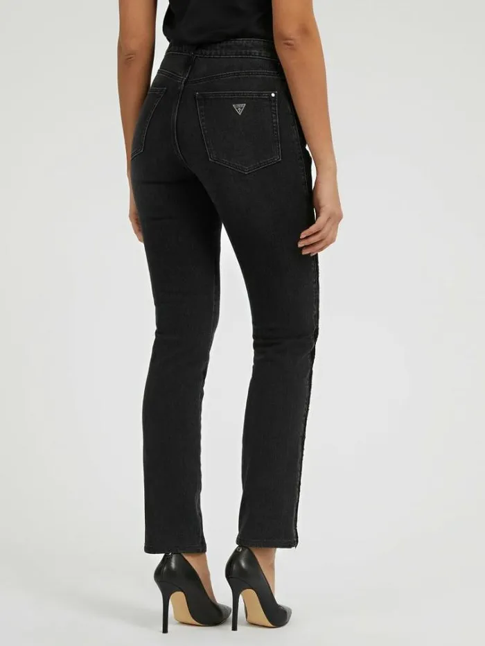 Women Lace Details Straight Denim Pant Black Guess Straight