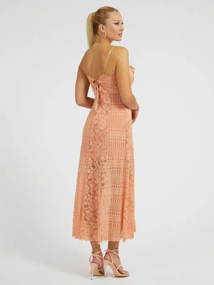 Women Lace Long Dress Coral Guess Dresses And Jumpsuits