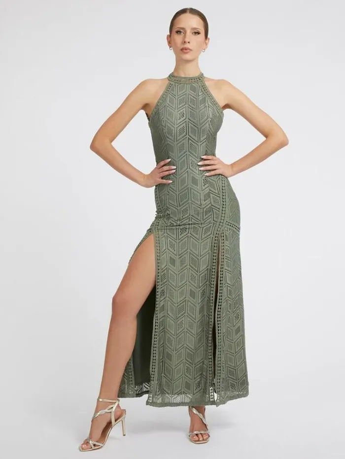 Women Lace Long Dress Olive Green Guess Dresses And Jumpsuits