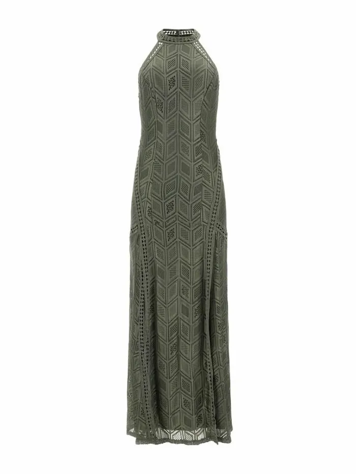 Women Lace Long Dress Olive Green Guess Dresses And Jumpsuits