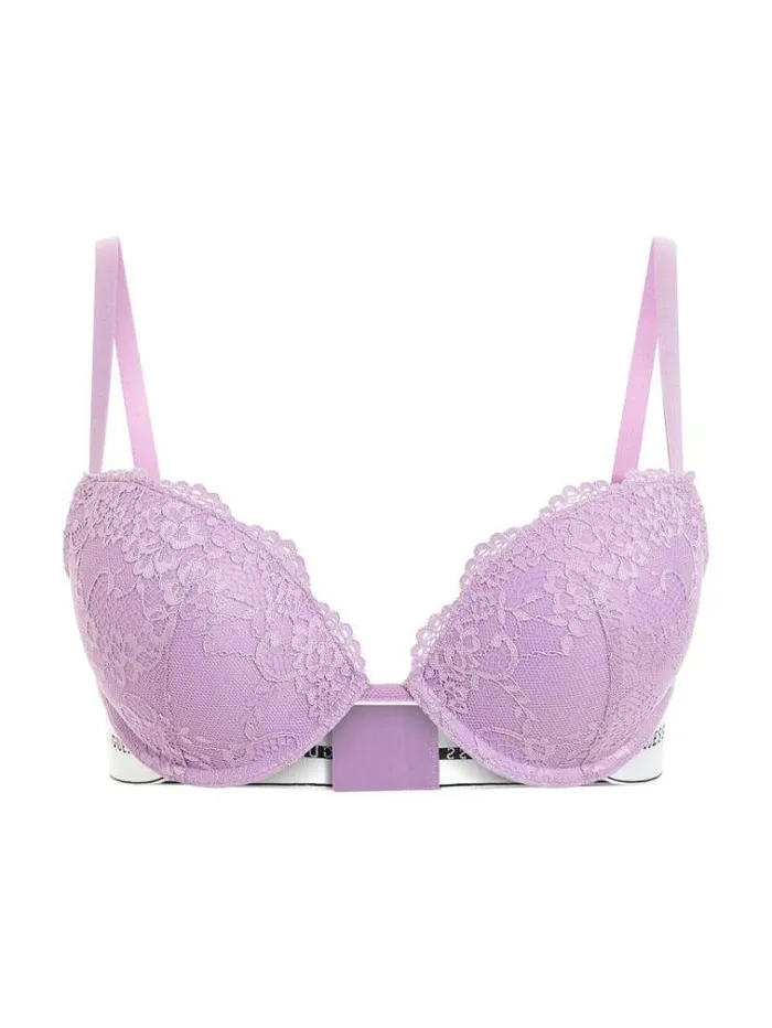 Women Lace Push Up Bra With Logo Band Lilac Guess Underwear