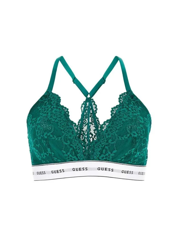 Women Lace Triangle Bra With Logo Band Green Guess Underwear