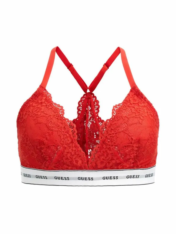 Women Lace Triangle Bra With Logo Band Red Guess Underwear