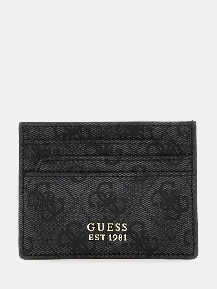 Women Laurel 4g Logo Card Holder Black Multi Guess Wallets