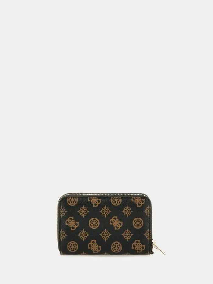 Women Laurel 4g Peony Logo Maxi Wallet Dark Brown Guess Wallets