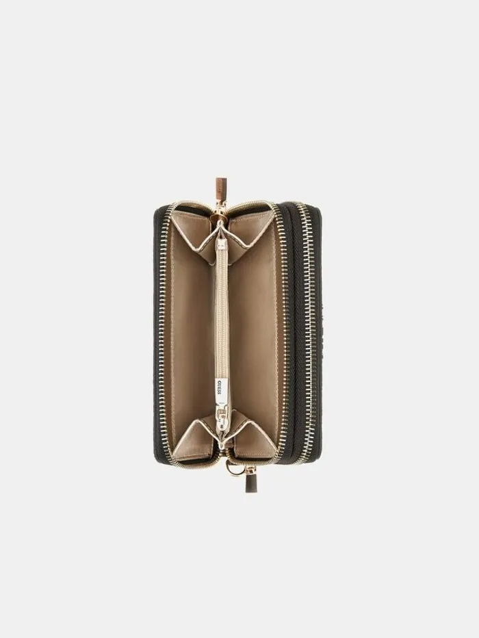 Women Laurel 4g Peony Logo Maxi Wallet Dark Brown Guess Wallets