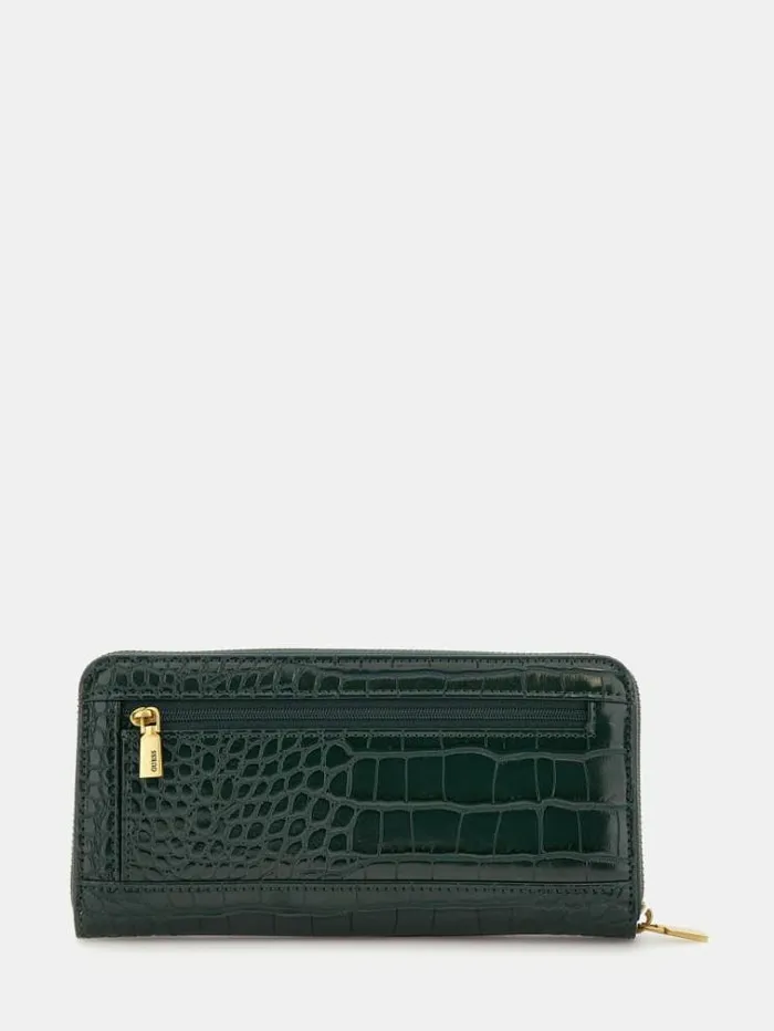 Women Laurel Croc Print Maxi Wallet Green Guess Wallets