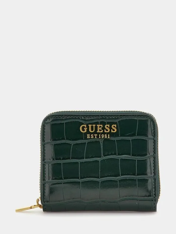 Women Laurel Croc Print Mini Wallet Green Guess Wallets