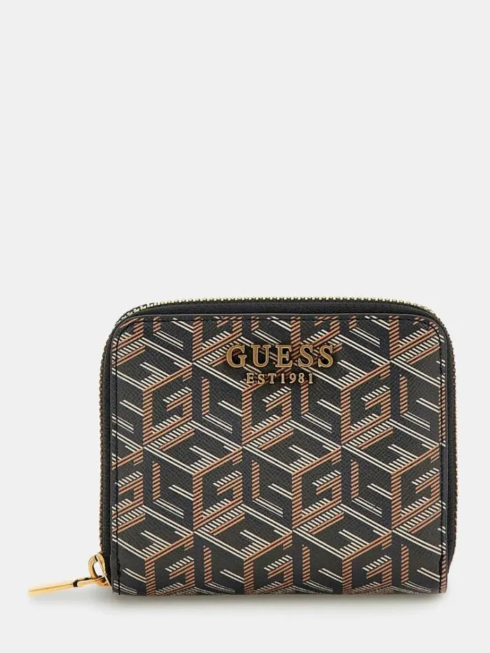 Women Laurel G Cube Logo Mini Wallet Brown Multi Guess Wallets