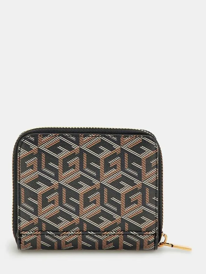 Women Laurel G Cube Logo Mini Wallet Brown Multi Guess Wallets