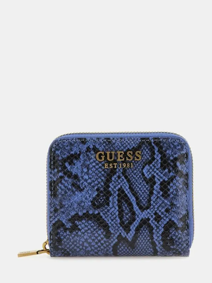 Women Laurel Pythonlook Mini Wallet Animalier Blue Guess Wallets