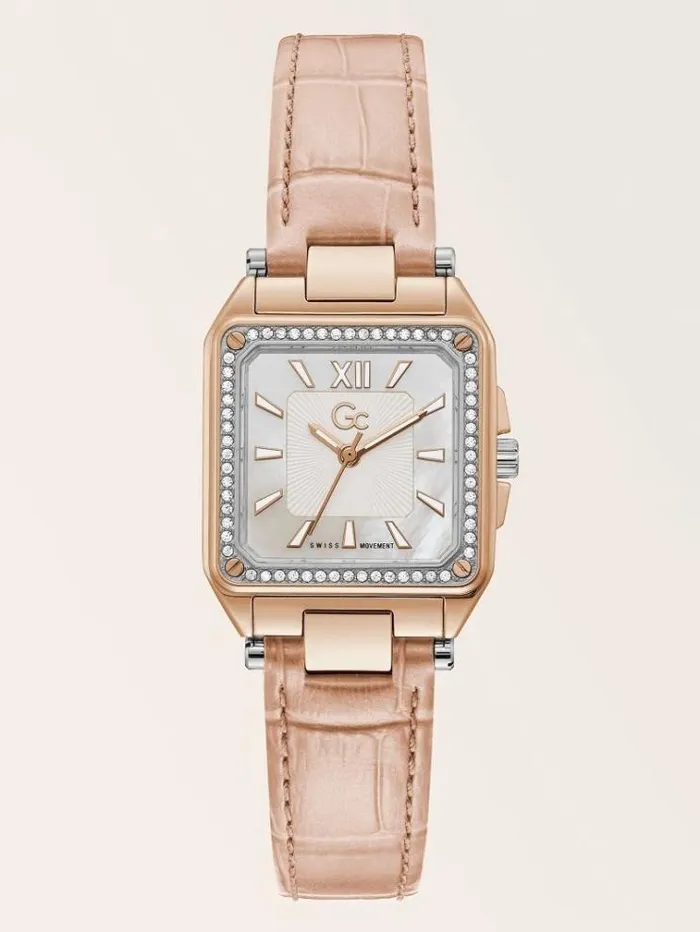 Women Leather Gc Analogue Watch Silver Guess Watches