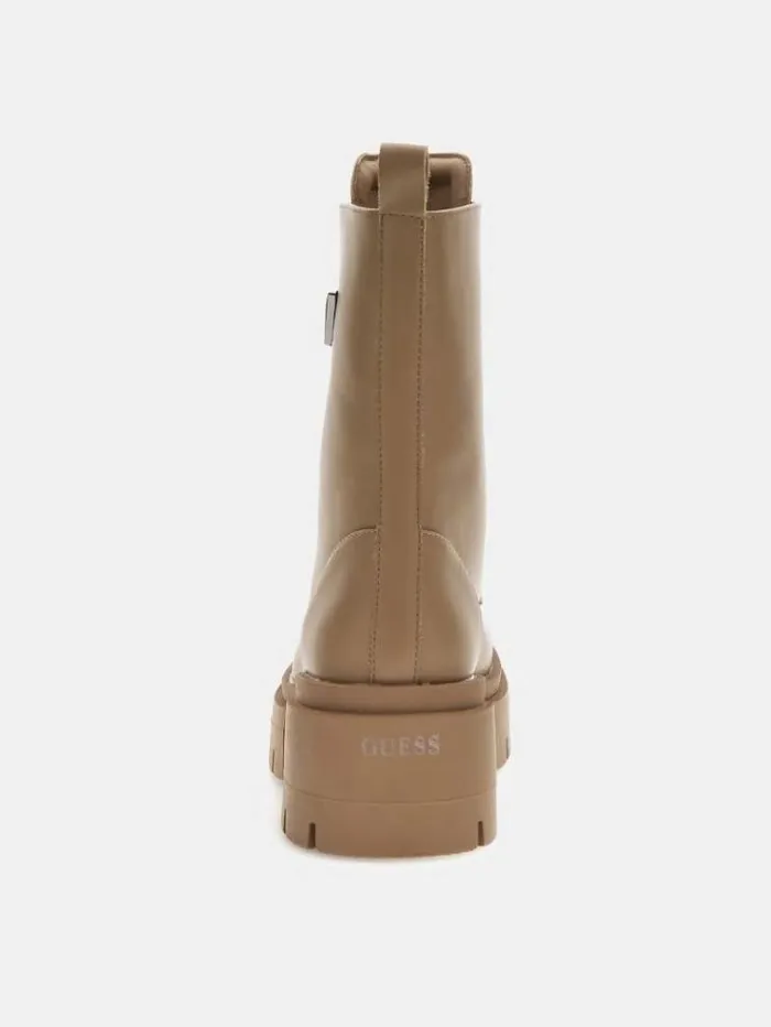 Women Leila Frontzip Ankle Boots Beige Guess Boots And Booties