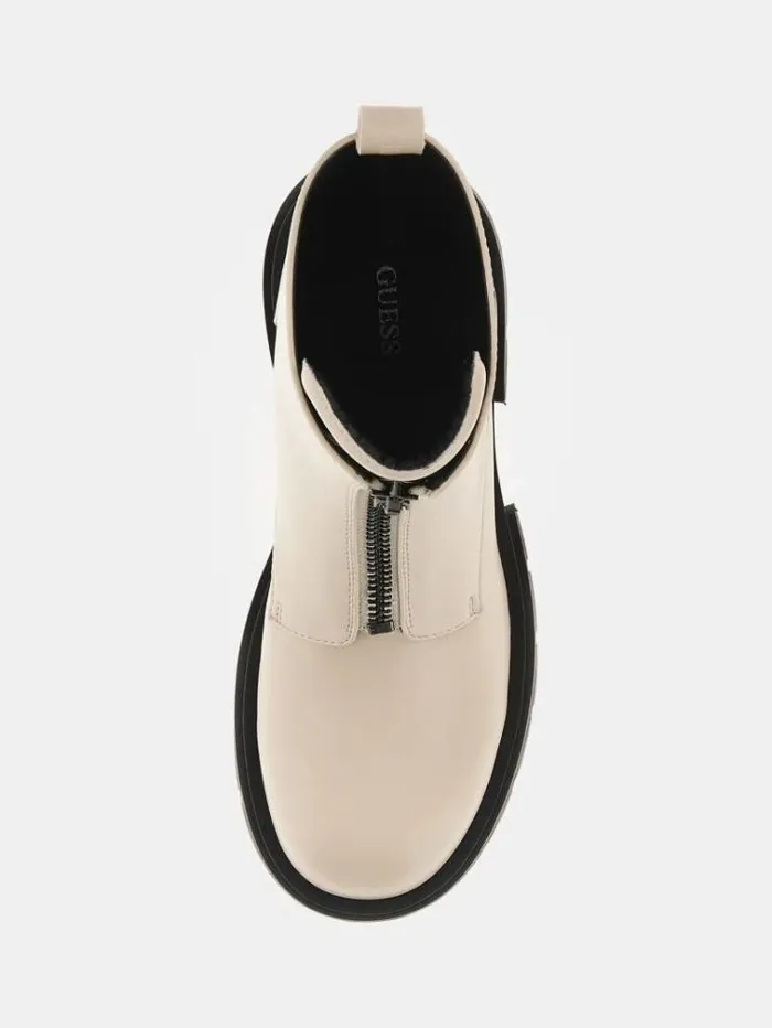 Women Leila Frontzip Ankle Boots Cream Guess Boots And Booties