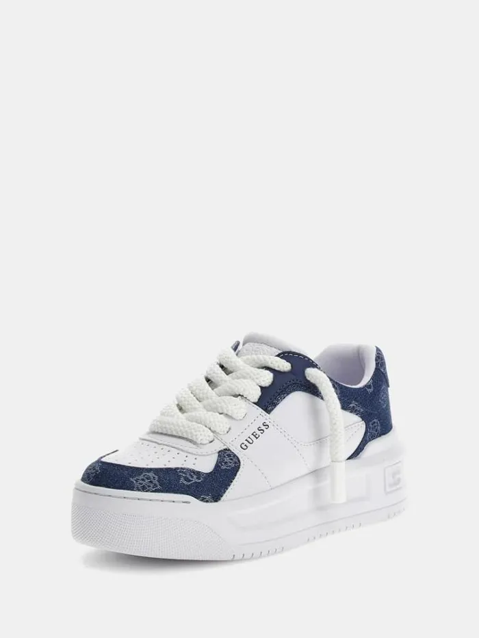 Women Lemmer Denim Logo Sneakers White Multi Guess Sneakers