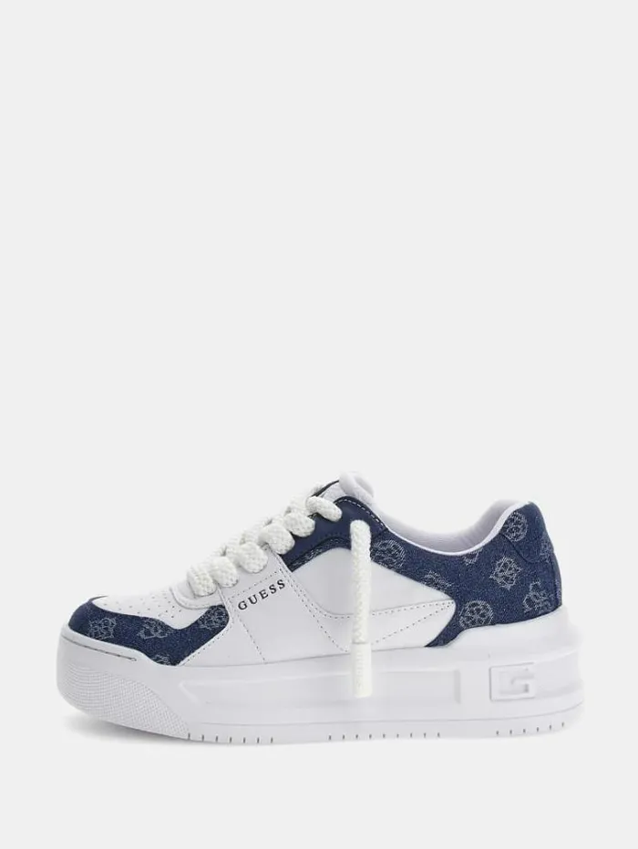 Women Lemmer Denim Logo Sneakers White Multi Guess Sneakers