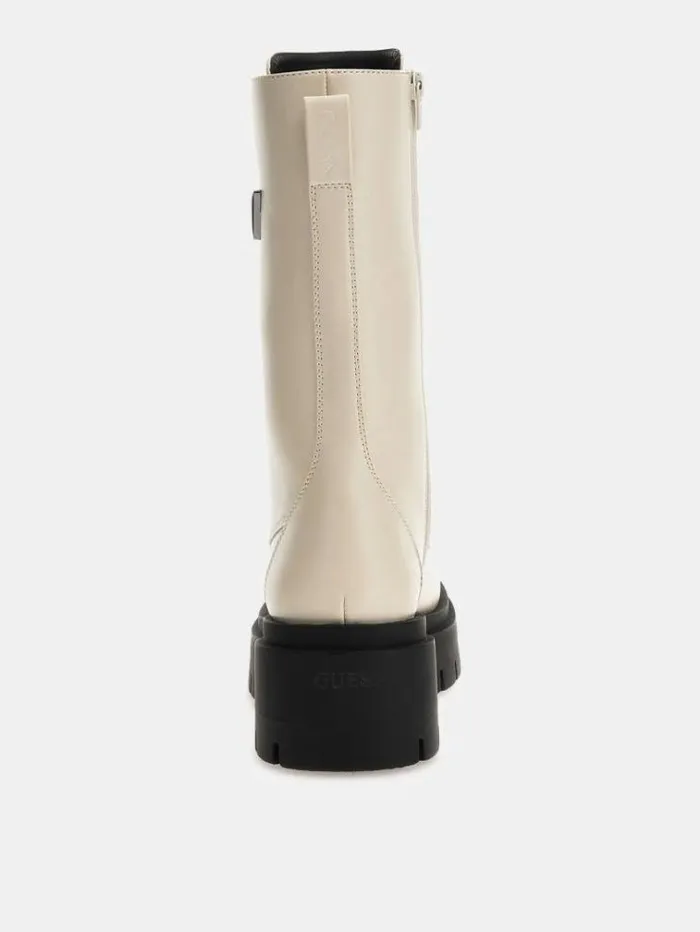 Women Lillian Combat Boots Cream Guess Boots And Booties