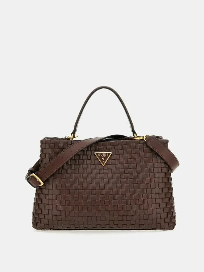 Women Lisbet Woven Handbag Brown Guess Handbags