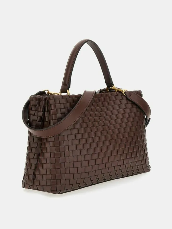 Women Lisbet Woven Handbag Brown Guess Handbags